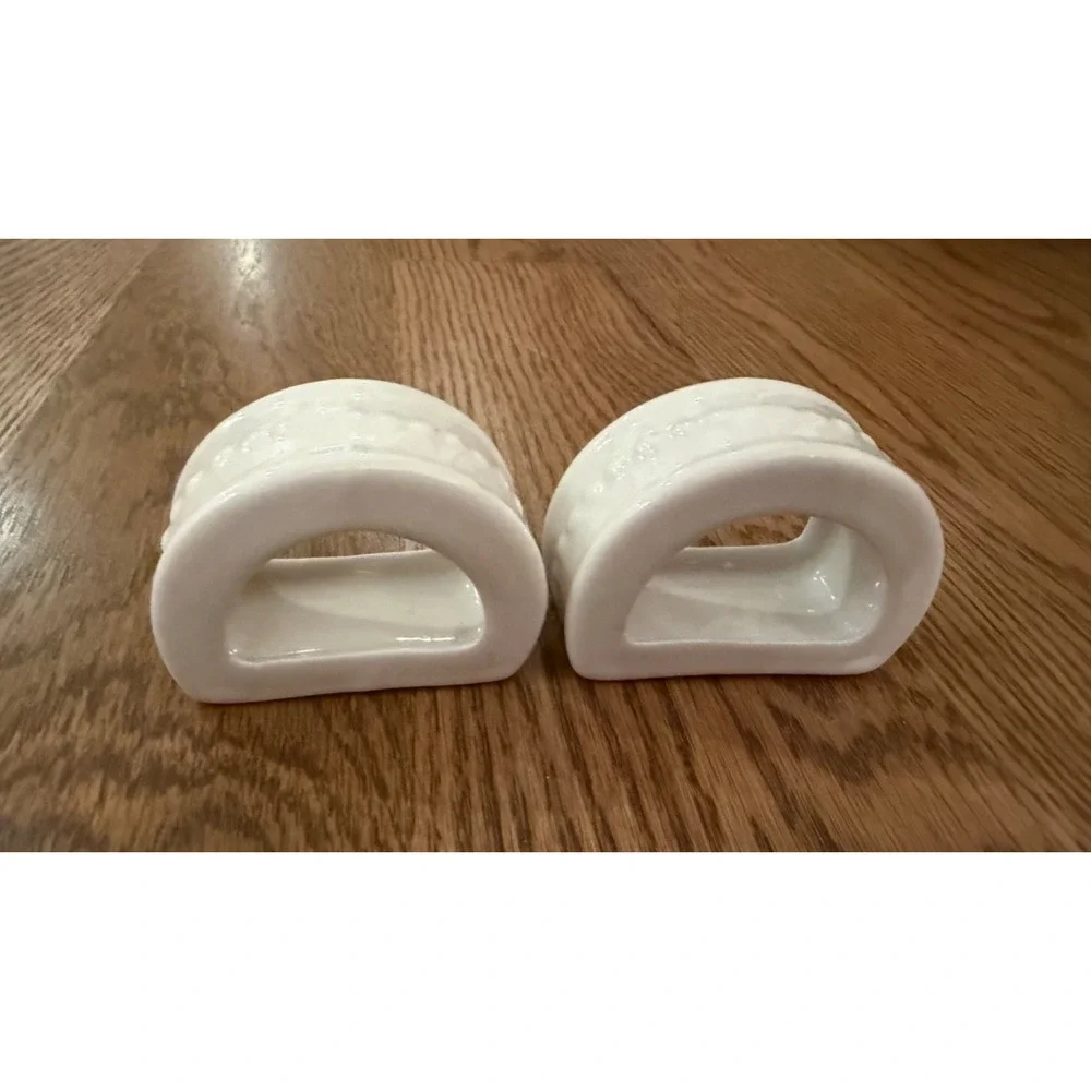 Totally Today Ceramic Napkin Rings White set of 2
